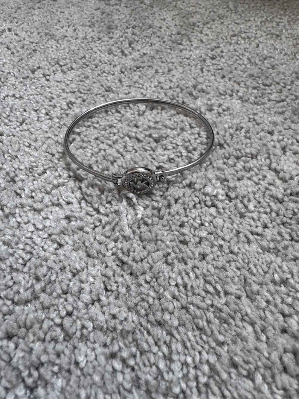 Michael Kors Silver Logo Charm Bangle Bracelet